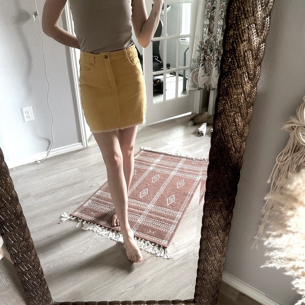 Yellow Corduroy Mini Skirt